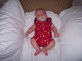 Sun Jul 17 09:57:48 2005

Andrew's first night in a hotel room; Hampton Inn in NW Columbia, a waypoint on our way to Beech Mt. North Carolina for the Ousley family reunion.