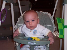 Thu Dec  1 14:22:49 2005

Andrew in his indoor swing.  Dad took this picture; he's been home all week with the flu.