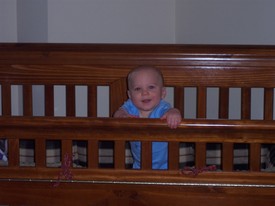 Thu Jan 12 13:10:36 2006

It won't be too long before dad has to lower the matress in my crib, since I can now easily pull up and stand holding the sides.