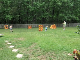 Sun 28 Apr 2013 02:17:15 PM

Andrew, Gracie, and Dad played on the Nerf war field before we cleaned it up on Sunday.